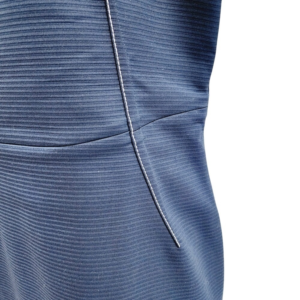 Piazza Sempione Navy Blue Textured Sheath Dress Contrast Stitch Italy Size IT 48 - Picture 5 of 10